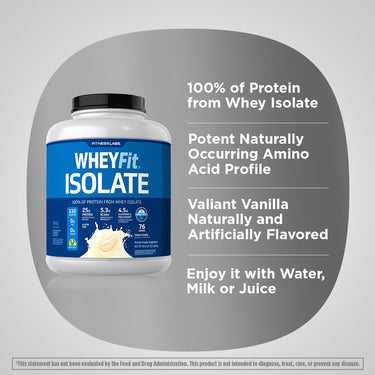 Whey Protein Isolate WheyFit (Valiant Vanilla), 5 lb (2.268 kg) Bottle