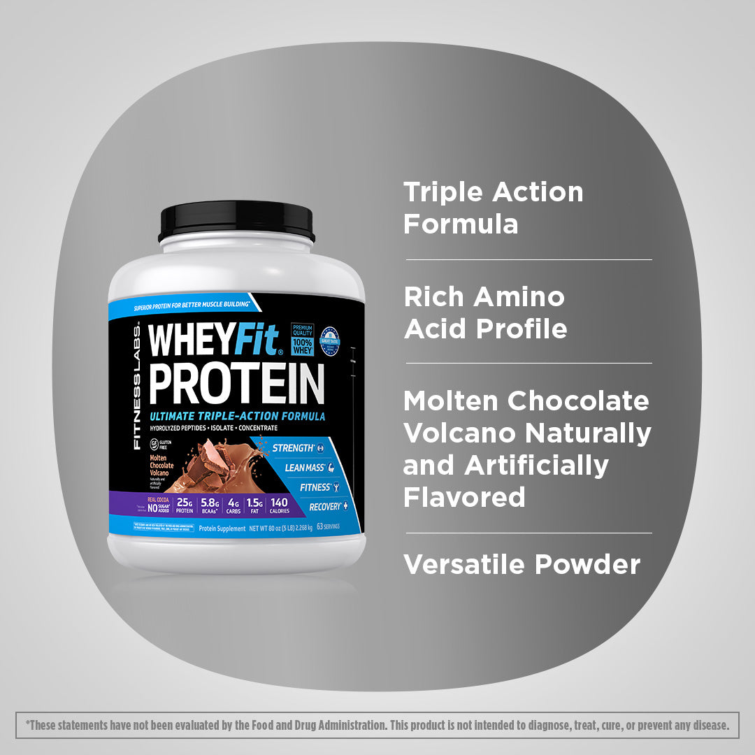 Whey Protein WheyFit (Molten Chocolate Volcano), 5 lb (2.268 kg) Bottle