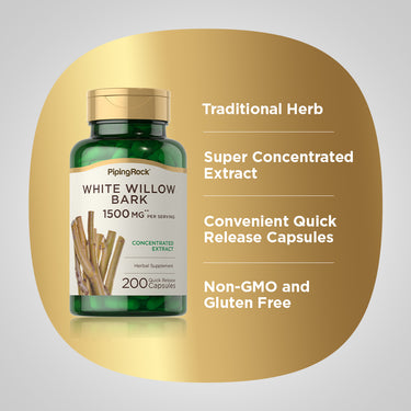 White Willow Bark, 1500 mg (per serving), 200 Quick Release Capsules