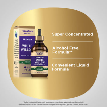 White Willow Bark Liquid Extract Alcohol Free, 4 fl oz (118 mL) Dropper Bottle