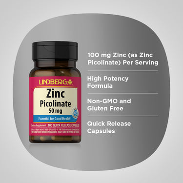 Zinc Picolinate, 50 mg, 100 Quick Release Capsules