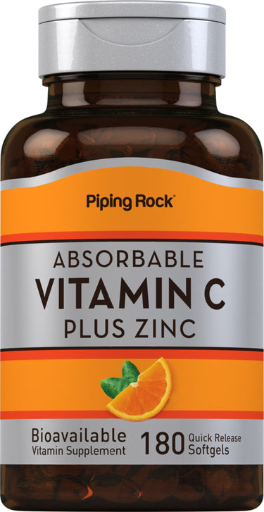 Absorbable Vitamin C Plus Zinc, 180 Quick Release Softgels