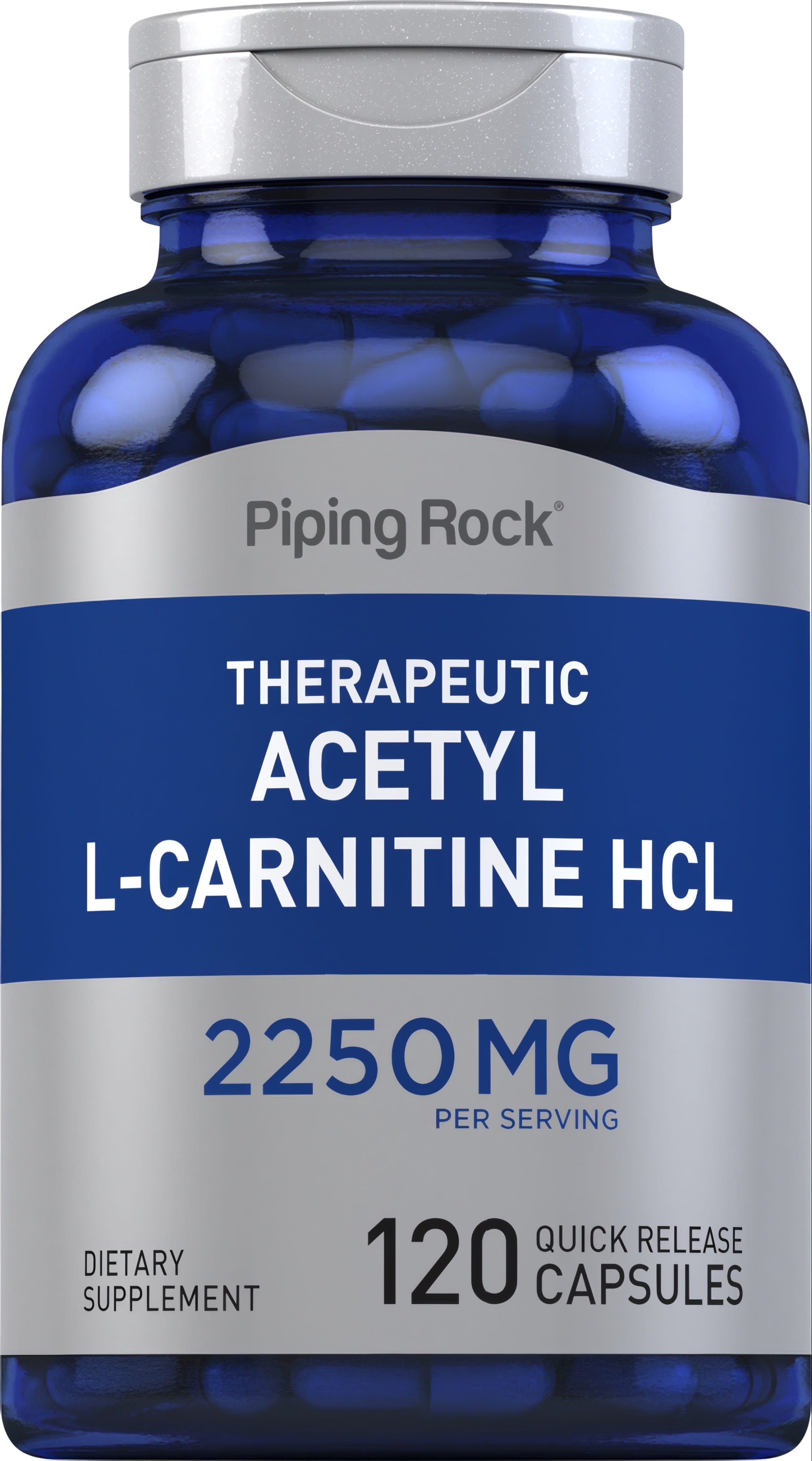 Therapeutic Acetyl L-Carnitine HCL 2250 mg per serving, with 120 quick release capsules.