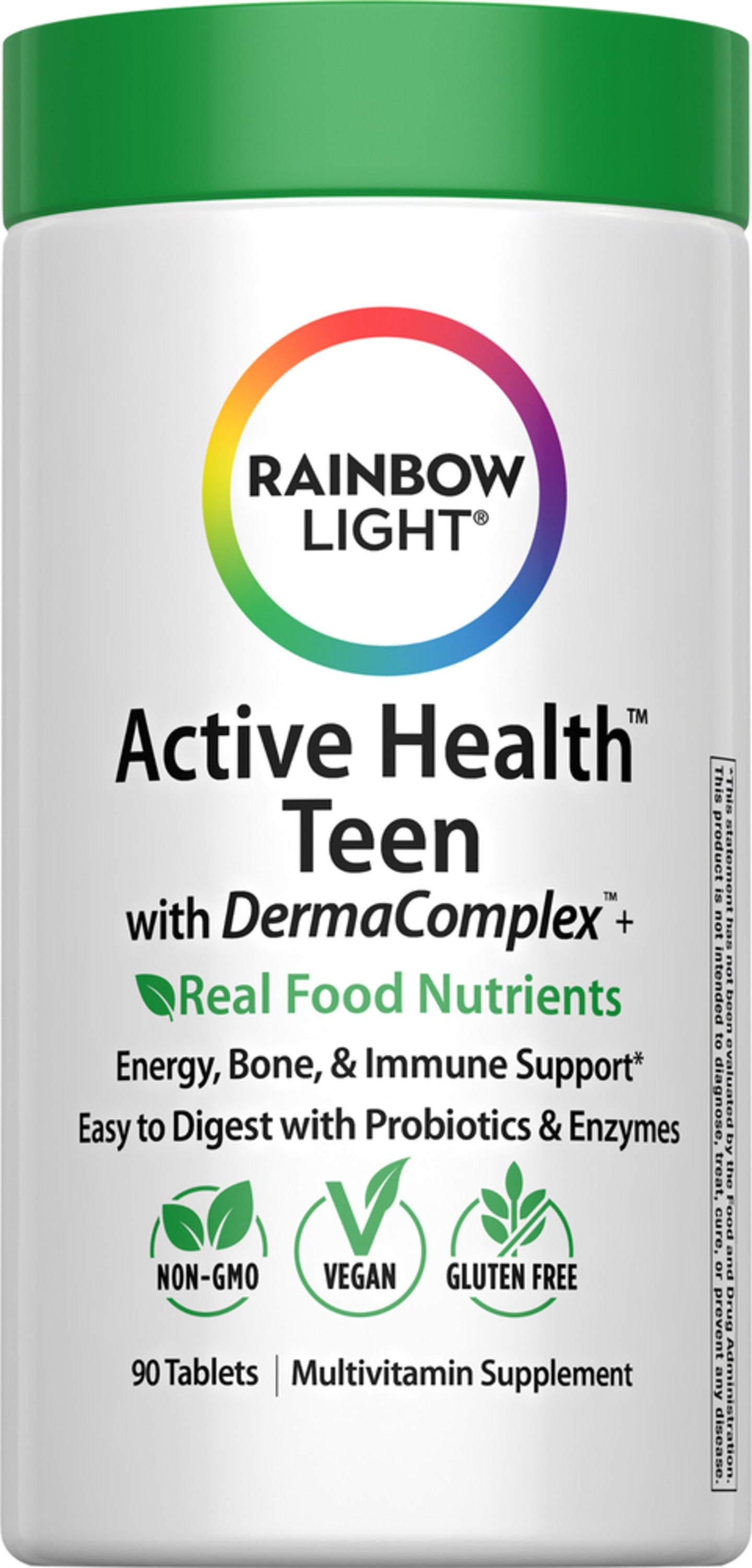 Active Health Teen with DermaComplex + Real Food Nutrients, 90 Vegan Caplets