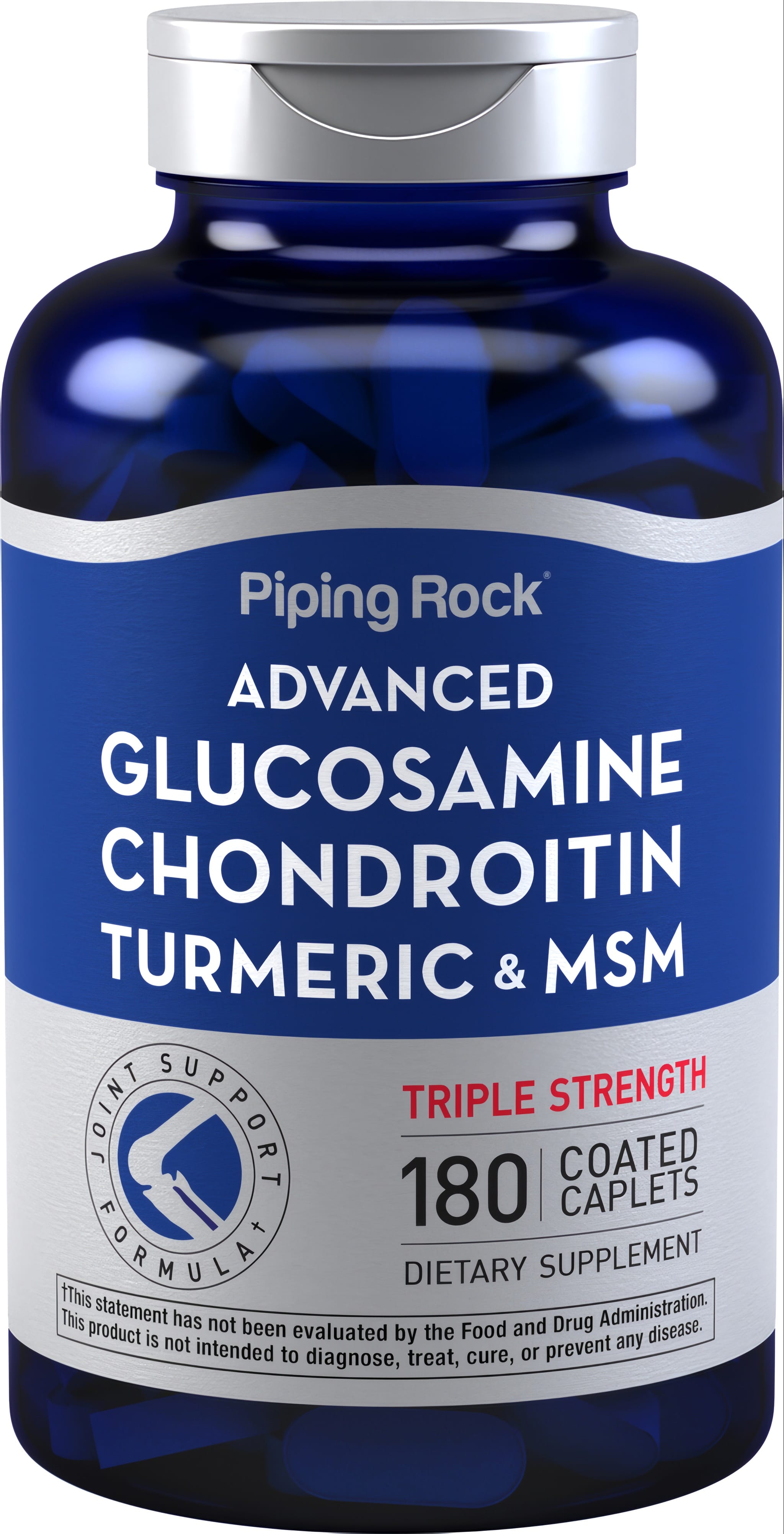 Advanced Glucosamine Chondroitin Turmeric & MSM Triple Strength, 180 coated caplets dietary supplement.