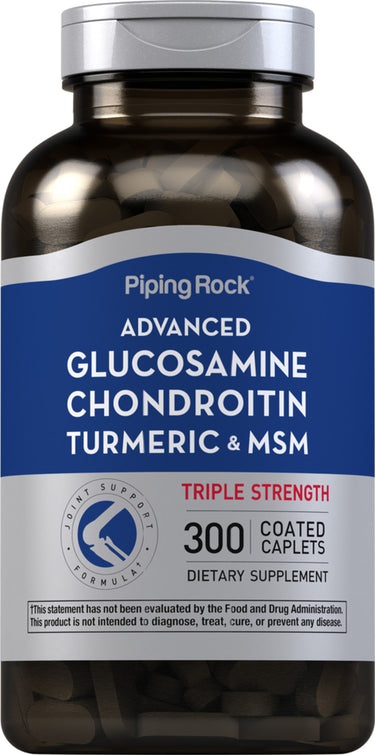 Advanced Triple Strength Glucosamine Chondroitin MSM Plus Turmeric, 300 Coated Caplets