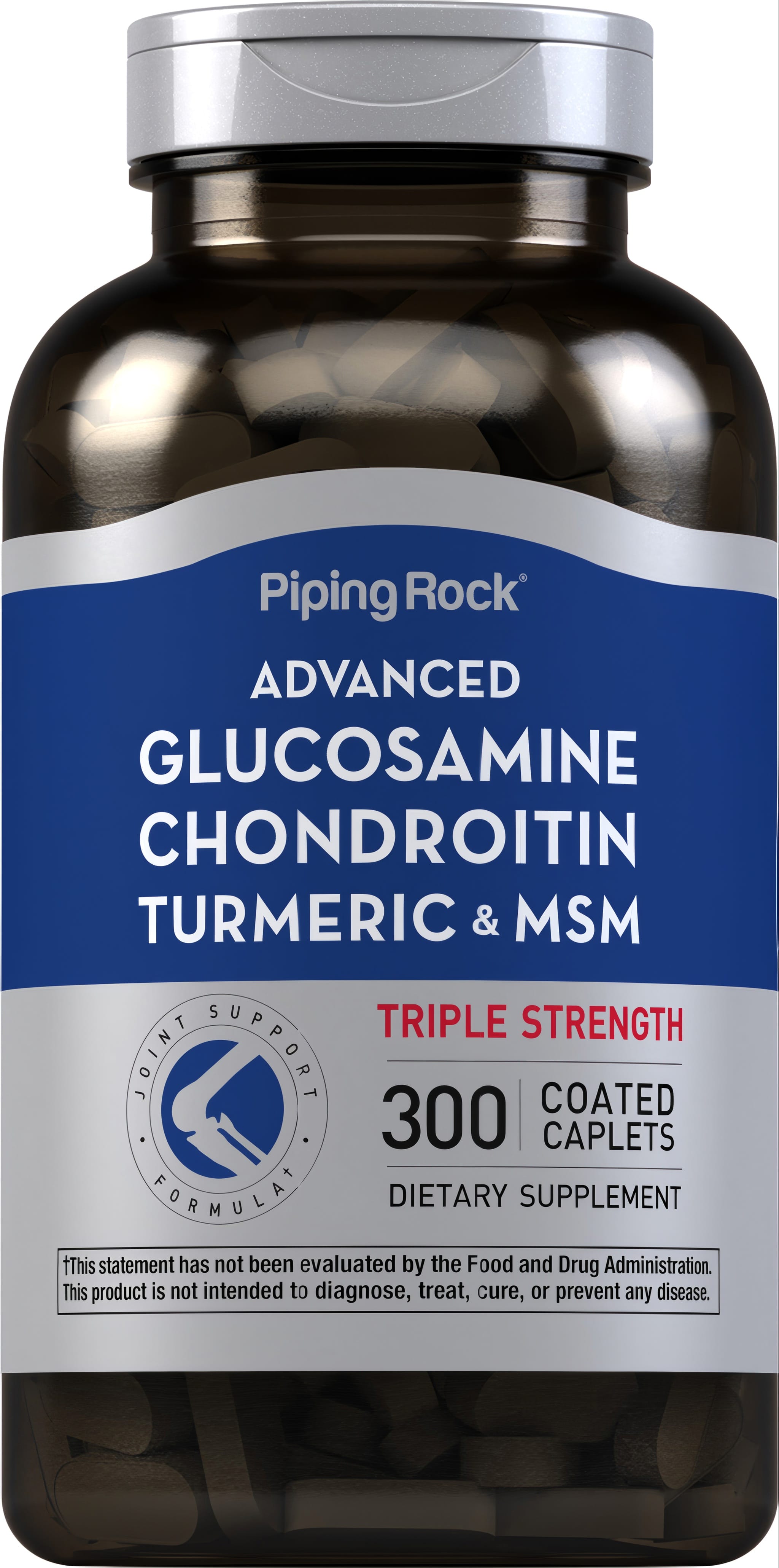 Advanced Glucosamine Chondroitin Turmeric & MSM, Triple Strength, 300 Coated Caplets, Dietary Supplement.