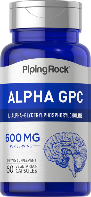 Alpha GPC L-Alpha-Glycerylphosphorylcholine 600 mg vegetarian capsules, 60 count.