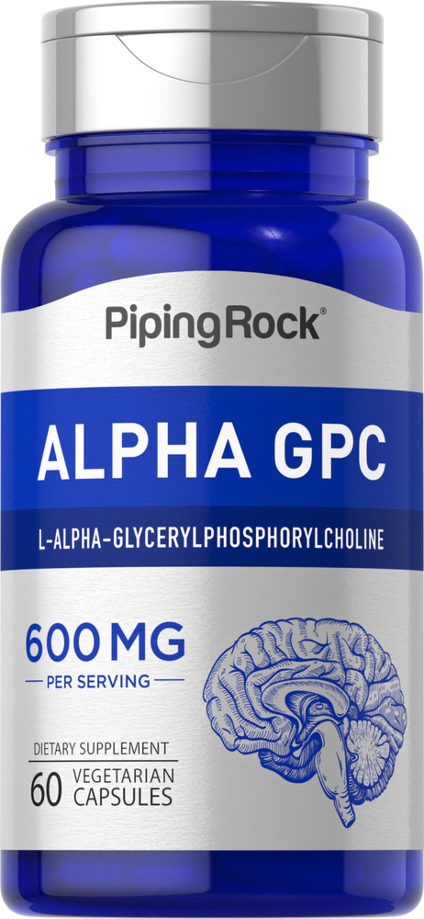 Alpha GPC L-Alpha-Glycerylphosphorylcholine 600 mg vegetarian capsules, 60 count.