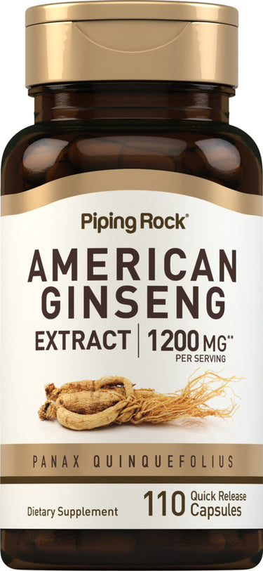 American Ginseng Extract 1200 mg per serving with 110 quick release capsules, dietary supplement.