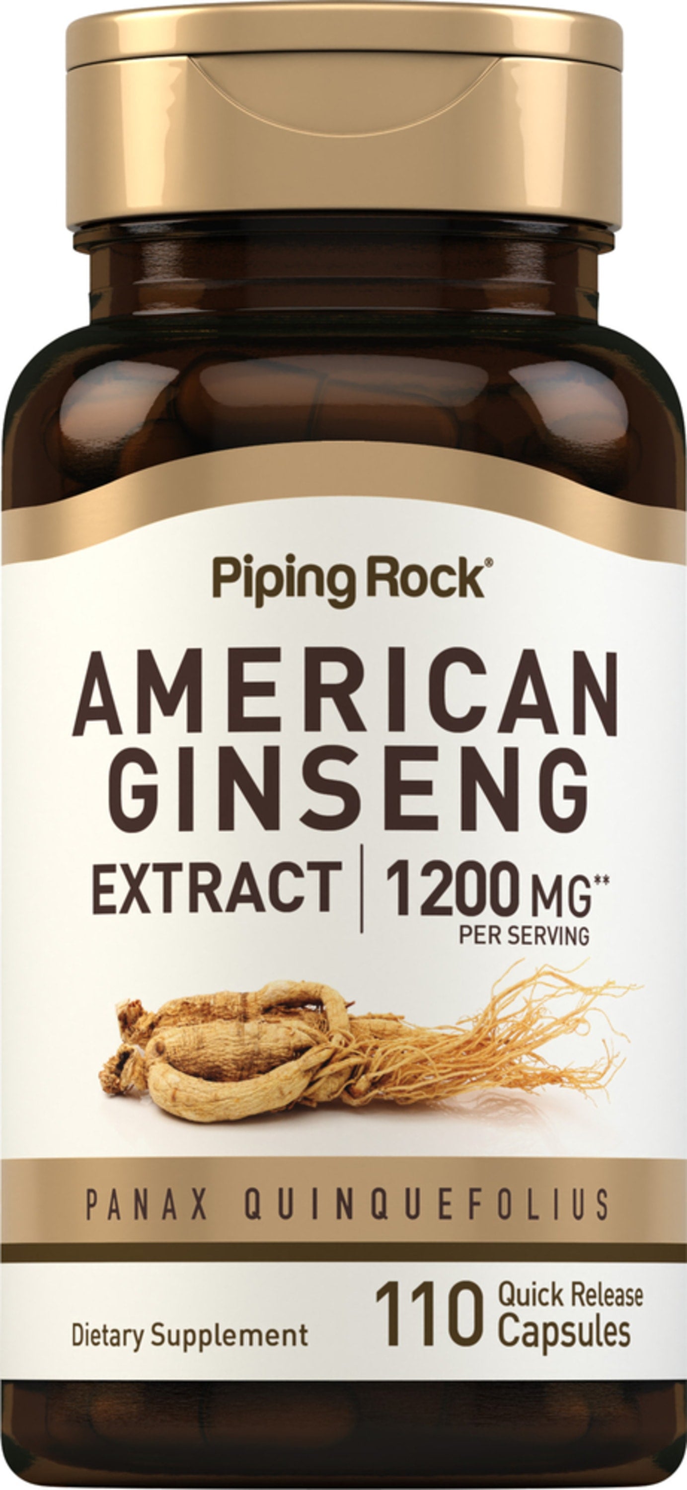 American Ginseng Extract 1200 mg per serving with 110 quick release capsules, dietary supplement.