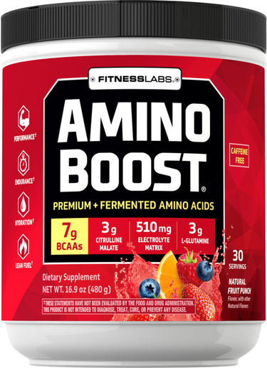 Amino Boost BCAA Powder (Fruit Punch), 16.9 oz (480 g) Bottle
