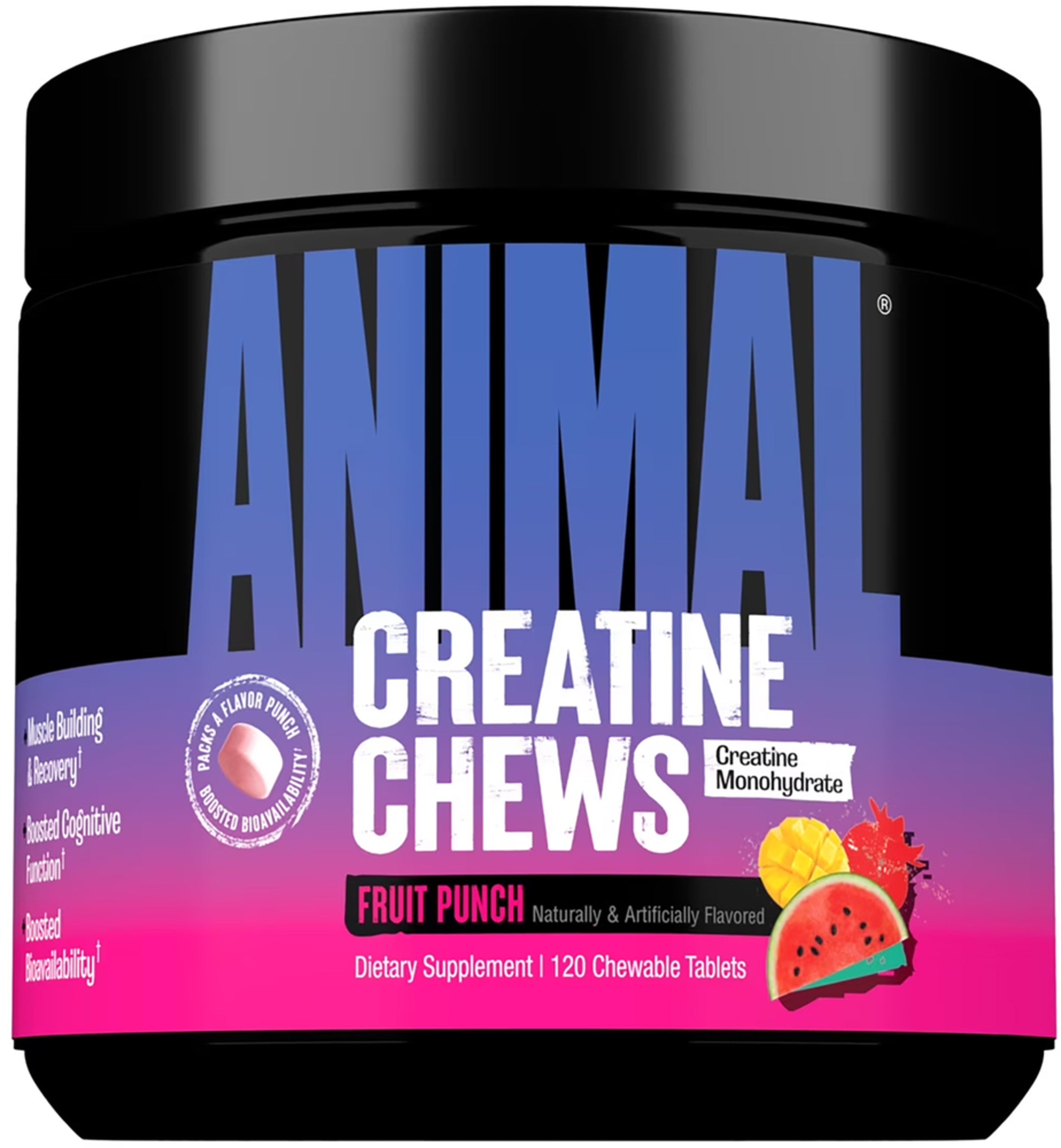 Animal Creatine Chews Fruit Punch, 120 Chewable Tablets