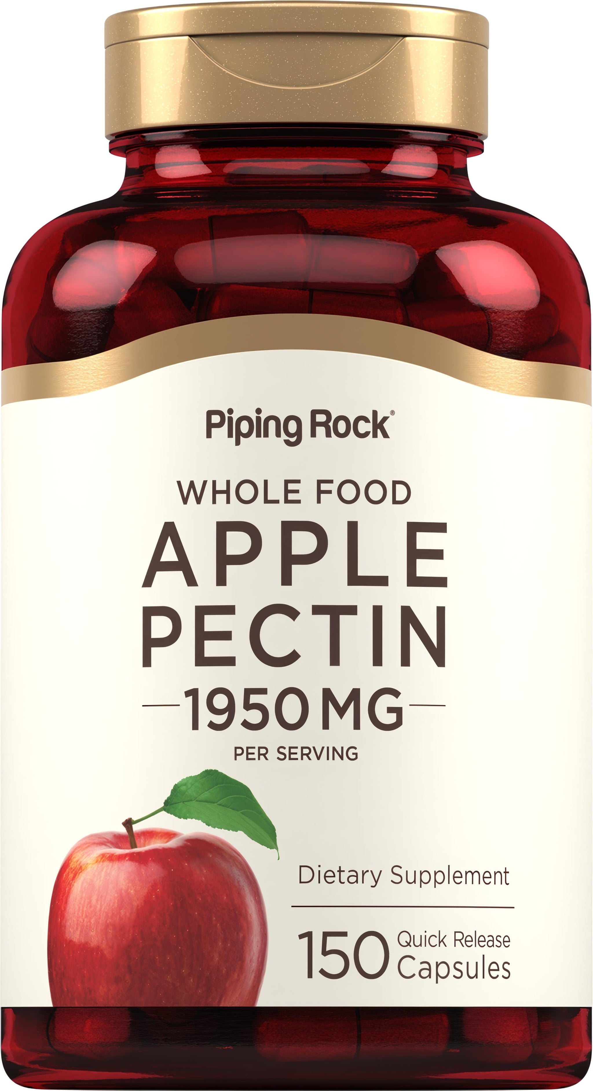 Whole Food Apple Pectin 1950 mg per serving with 150 quick release capsules.
