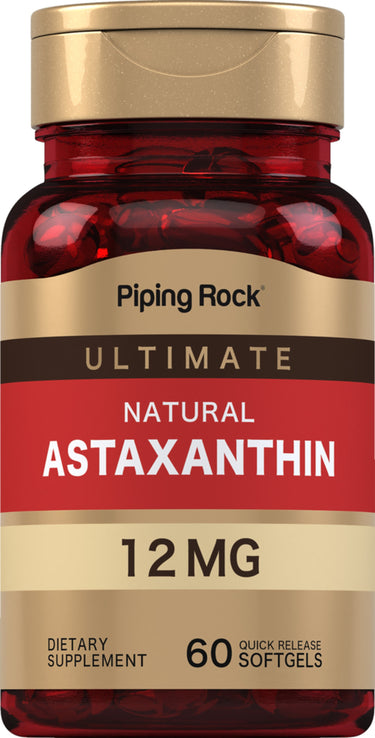 Ultimate NATURALLY-DERIVED Astaxanthin 12 MG, 60 Quick Release Softgels. Dietary Supplement.
