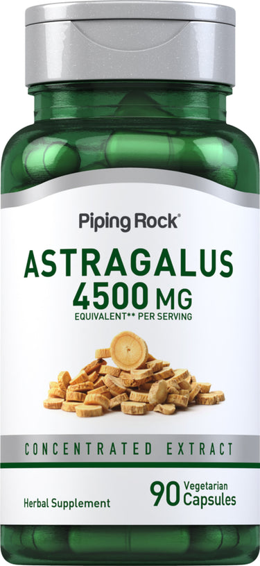 Astragalus supplement providing 4500 MG per serving with concentrated extract, includes 90 vegetarian capsules.