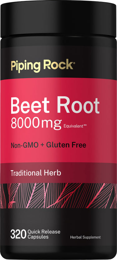 Beet Root 8000mg equivalent with 320 quick-release capsules. Traditional herb. Non-GMO and gluten free.