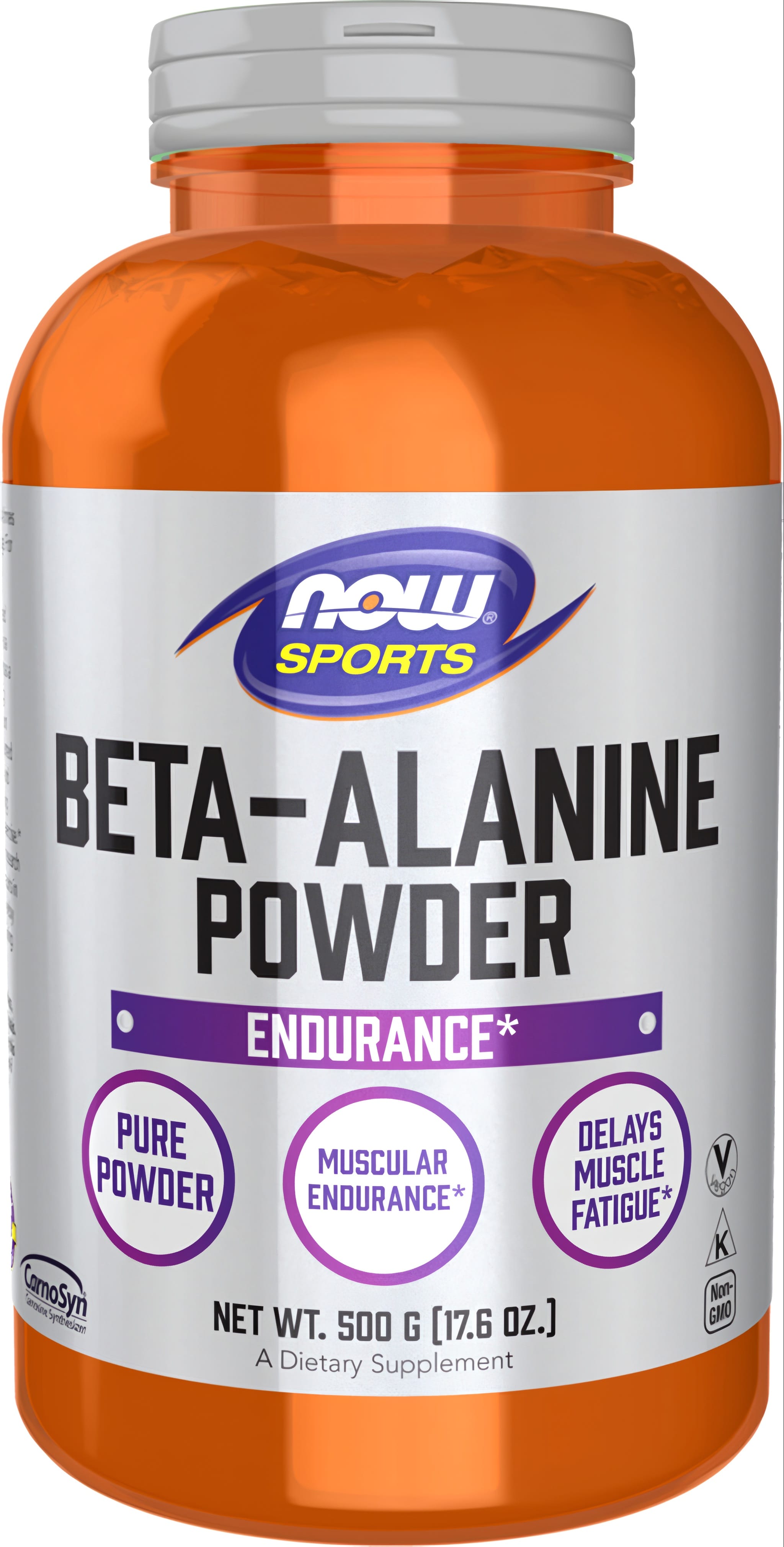NOW SPORTS Beta-Alanine Powder, 500g. Boosts endurance, pure powder form, supports muscular endurance, delays muscle fatigue.