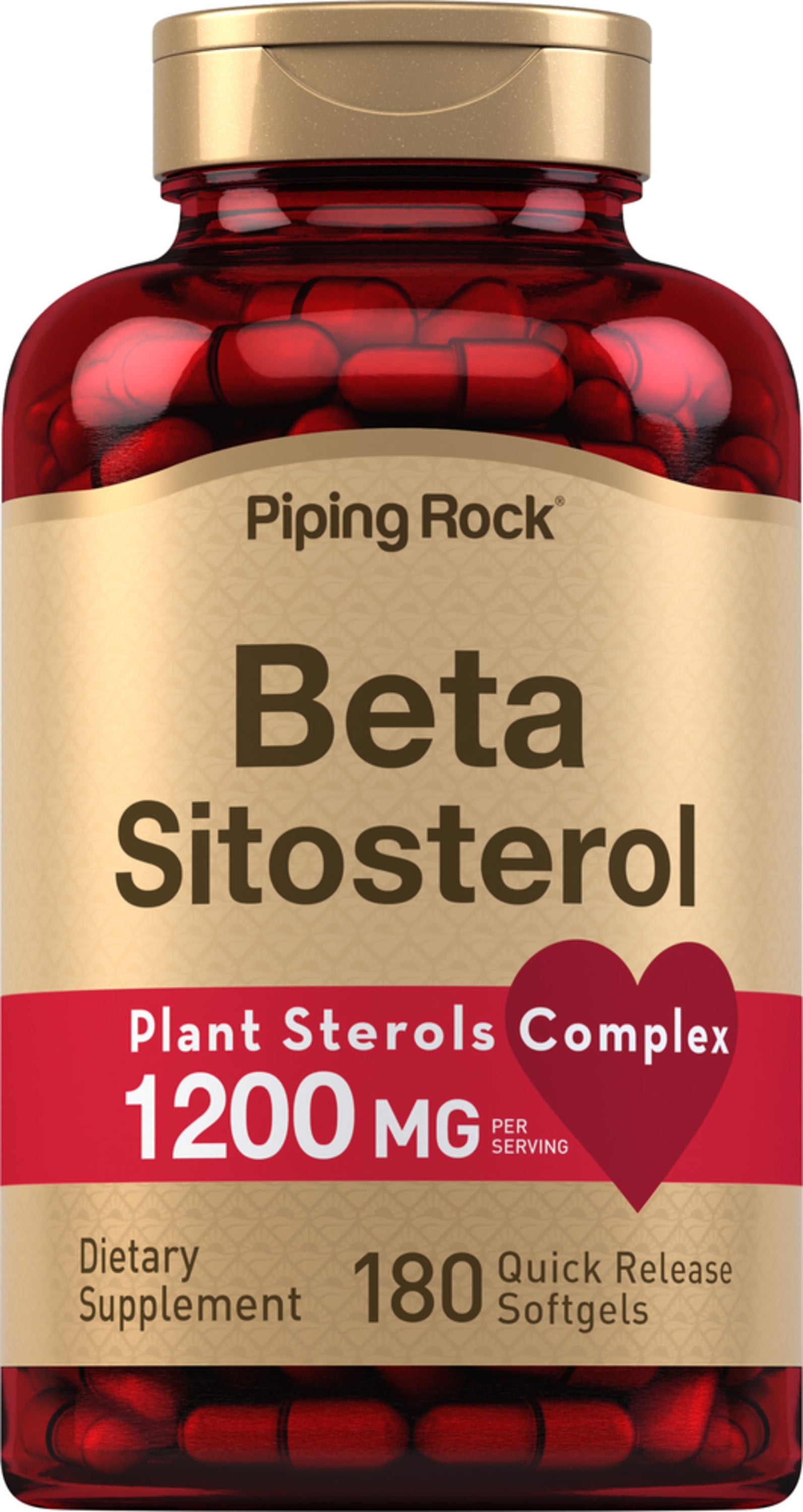 Beta Sitosterol Plant Sterols Complex with 1200 MG per serving in 180 quick release softgels.