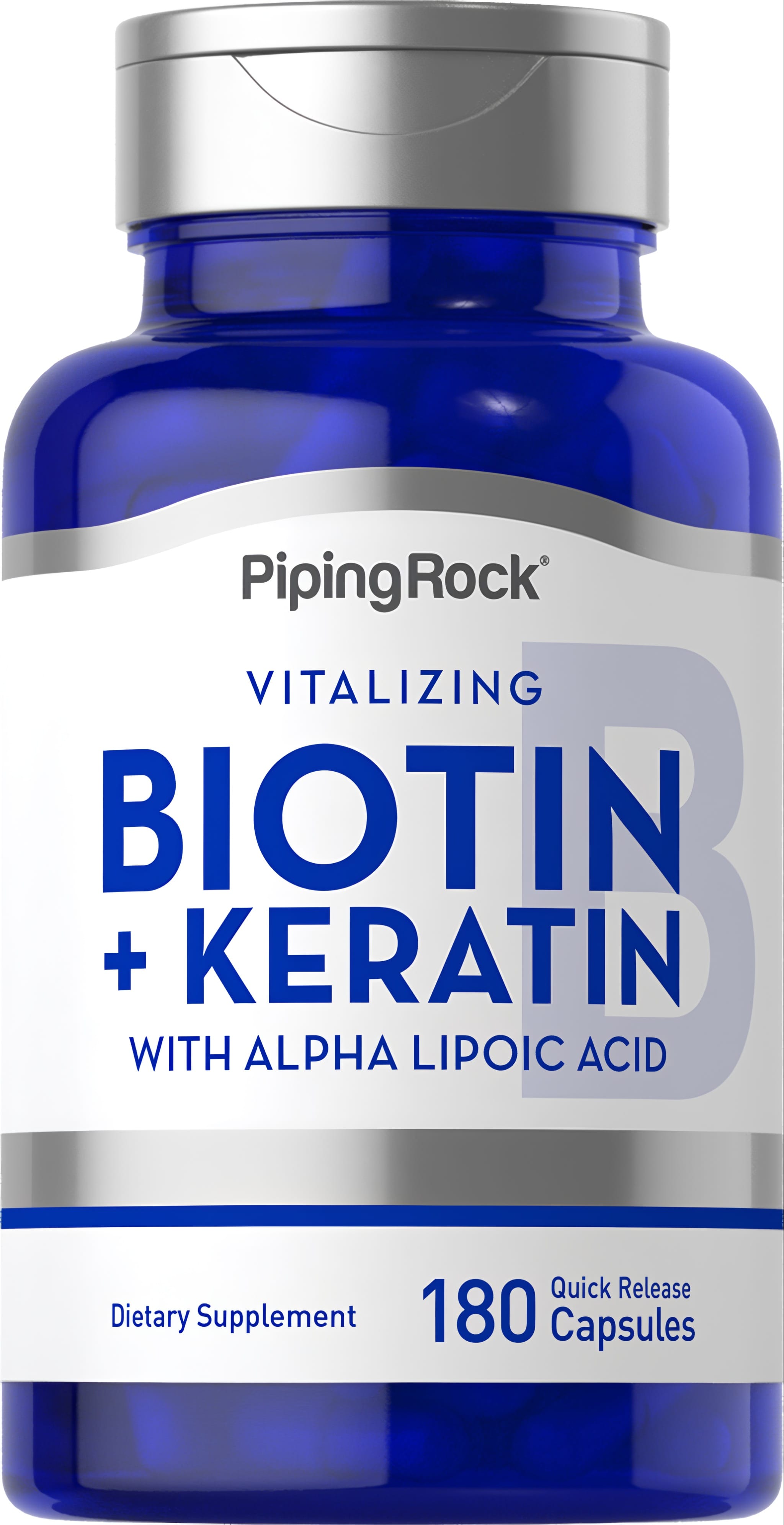 Vitalizing Biotin 5000 mcg Plus Keratin with Alpha Lipoic Acid, 180 Quick Release Capsules, Dietary Supplement.