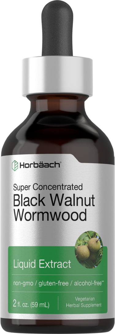 Black Walnut Wormwood Liquid Extract Alcohol Free, 2 fl oz (59 mL) Dropper Bottle