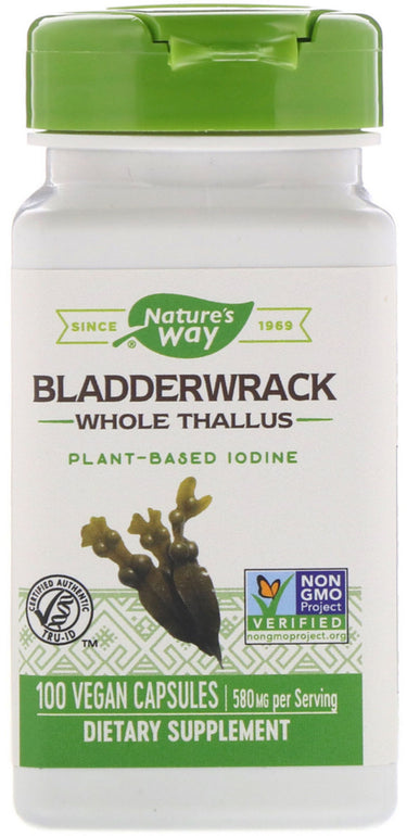 Nature's Way Bladderwrack, Whole Thallus, 100 Vegan Capsules, 580 MG per serving, is a dietary supplement.