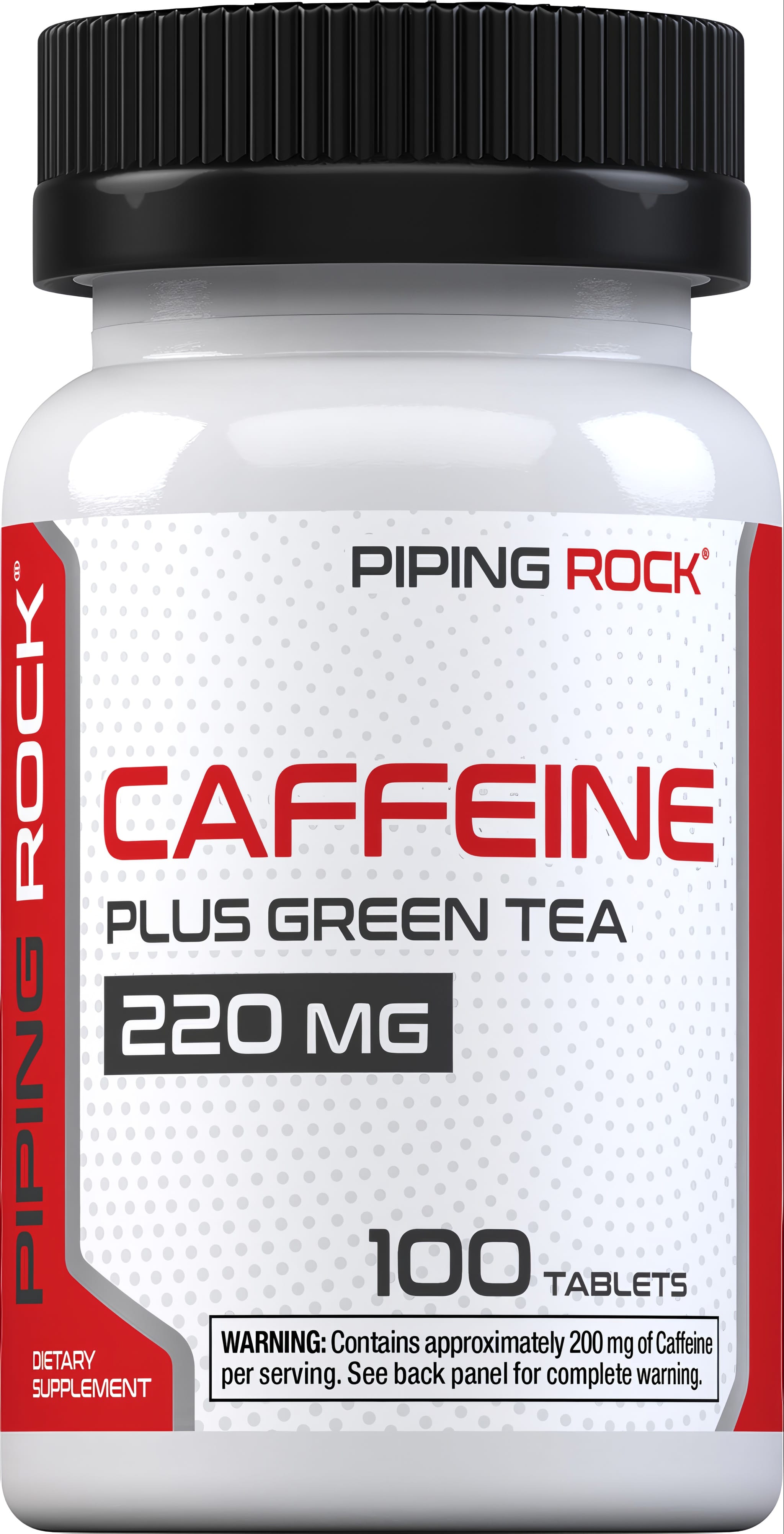 Caffeine Plus Green Tea supplement: 220 mg, 100 tablets, offering a blend of caffeine and green tea for energy and alertness.