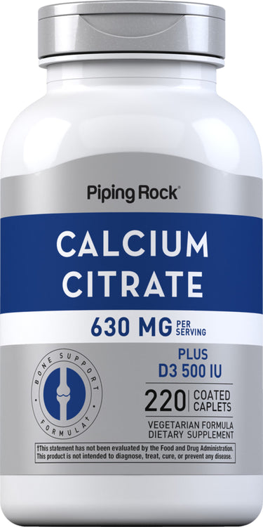 Calcium Citrate 630 mg (per serving) Plus D3 500 IU, 220 Coated Caplets