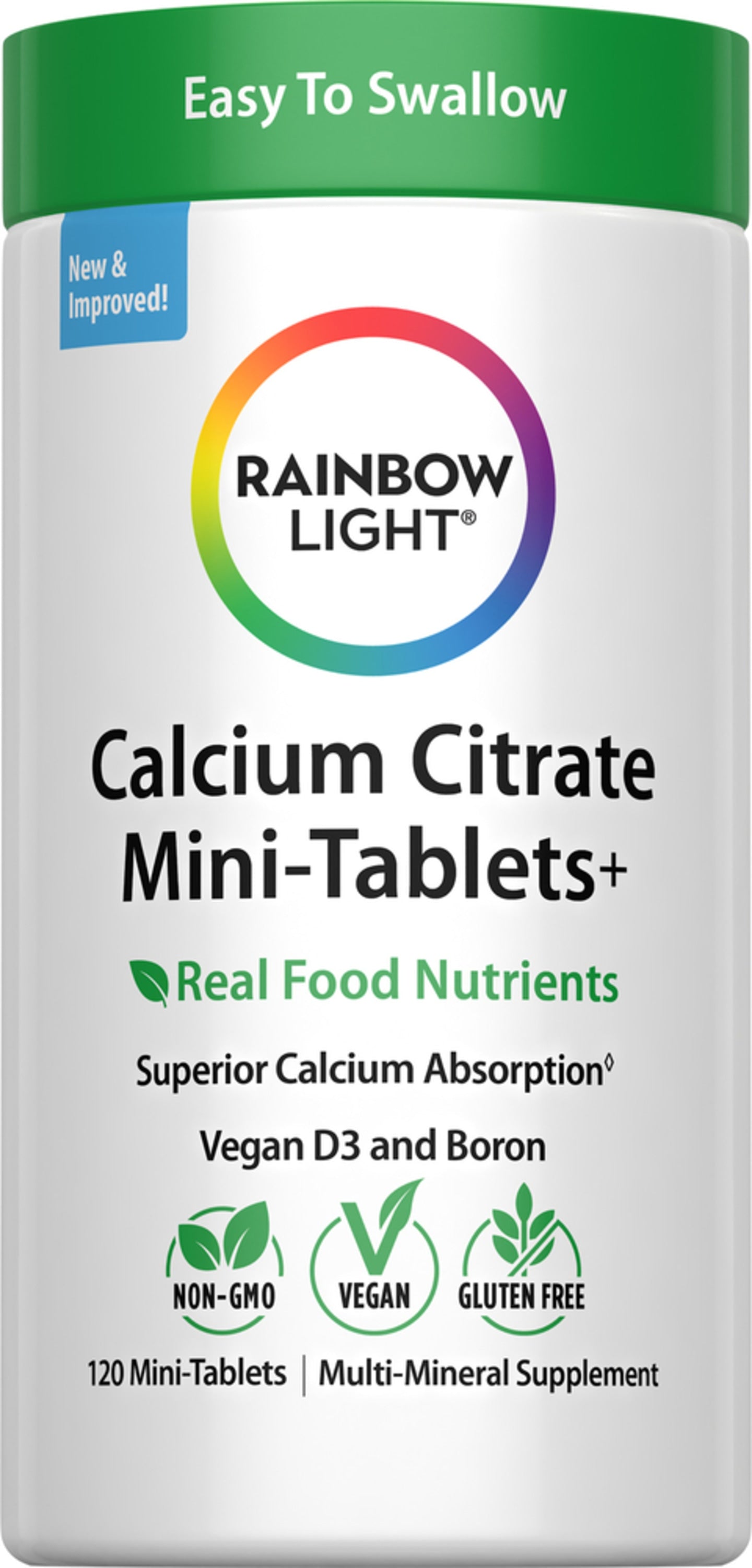 Calcium Citrate Mini-Tablets + Real Food Nutrients, 120 Vegan Mini-Tablets