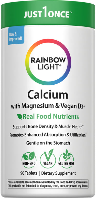 Calcium Magnesium and Vegan D3 + Real Food Nutrients, 90 Vegan Caplets