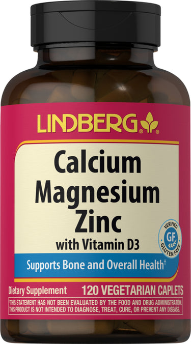 Lindberg Calcium Magnesium Zinc with Vitamin D3, 120 vegetarian caplets.