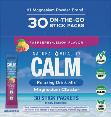 CALM Powder Raspberry-Lemon Stick Packs, 30 Stick Packs