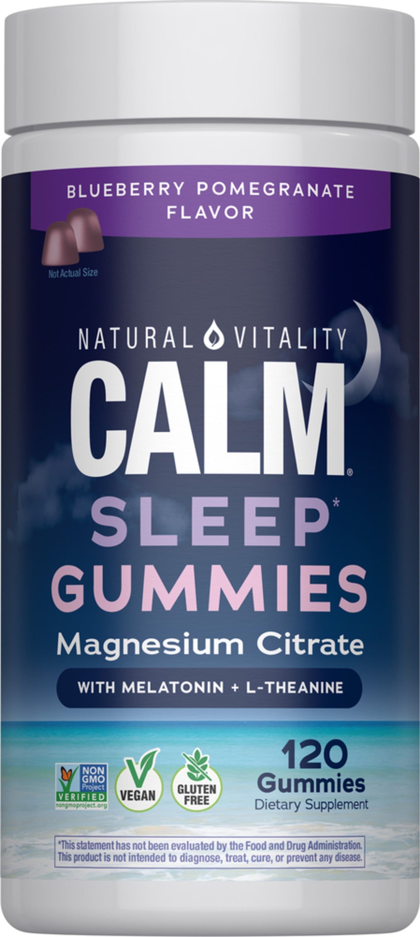 CALM Sleep with Melatonin Gummies Blueberry-Pomegranate Flavor, 120 Tasty Gummies