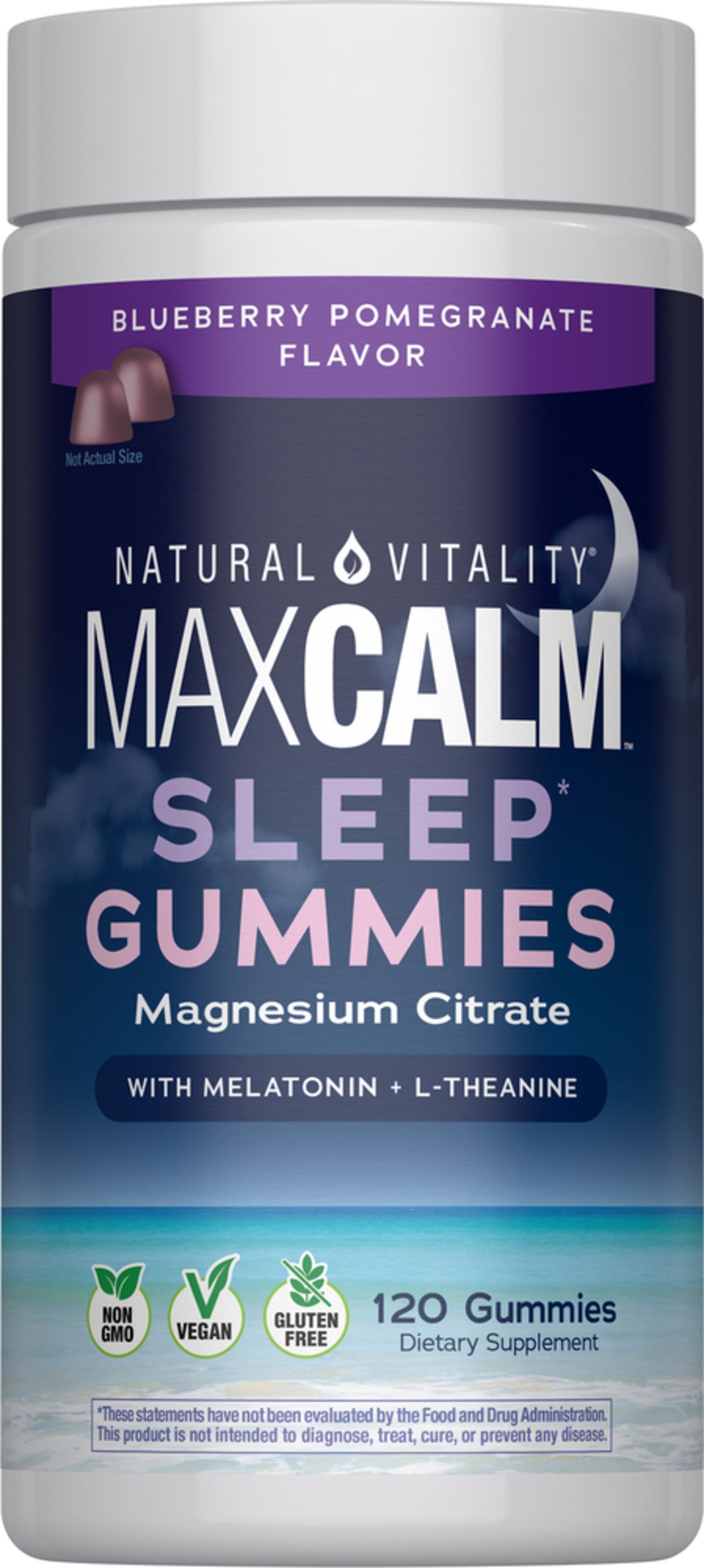 CALM Sleep with Melatonin Gummies Blueberry-Pomegranate Flavor, 120 Tasty Gummies