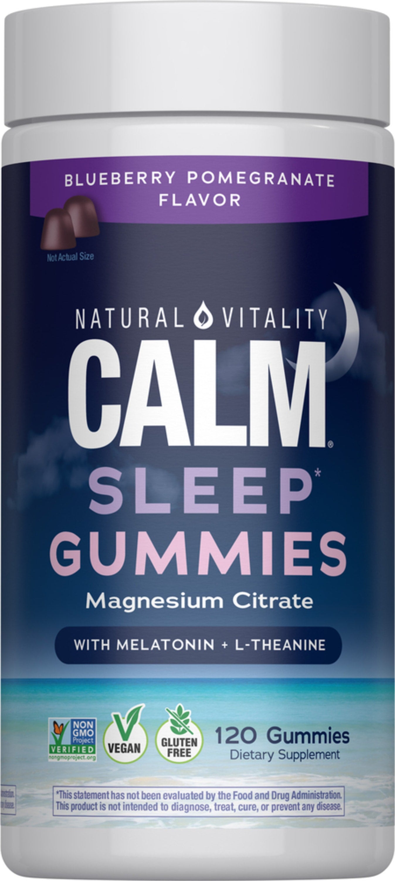 CALM Sleep with Melatonin Gummies Blueberry-Pomegranate Flavor, 120 Tasty Gummies