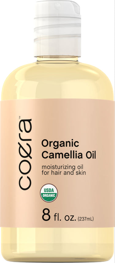 Coera Organic Camellia Oil 8 fl. oz. (237mL) is a moisturizing oil for hair and skin with the USDA Organic seal.