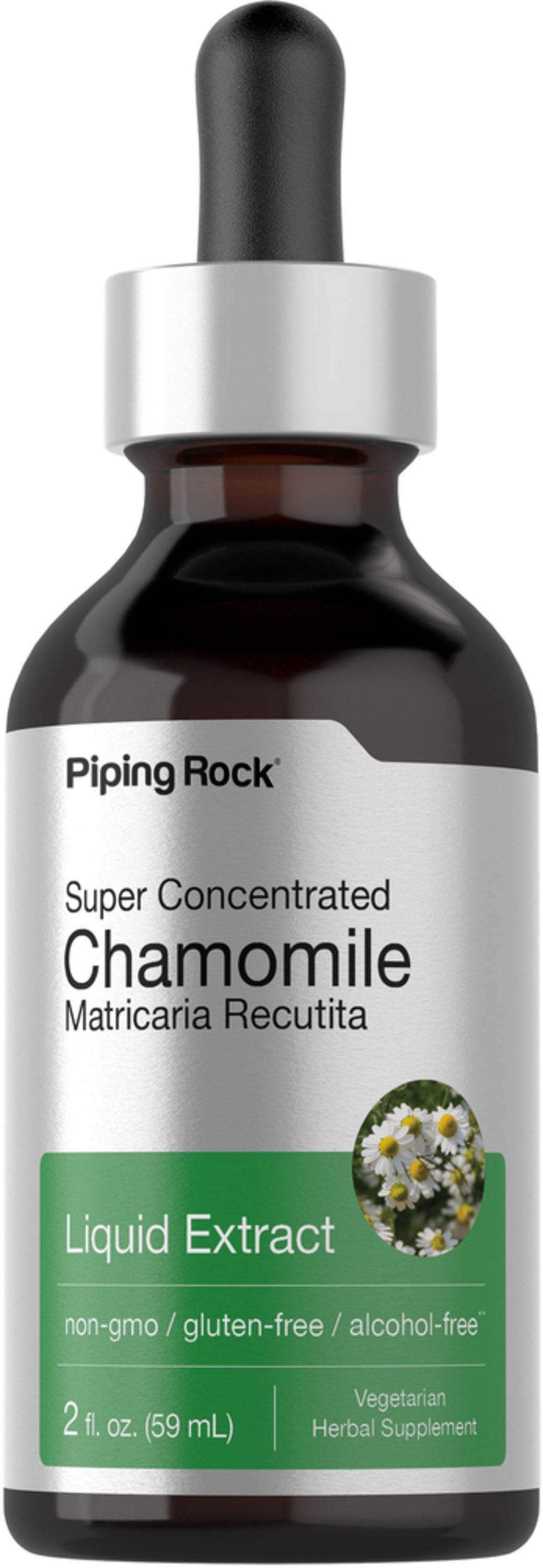 Chamomile Flowers Liquid Extract Alcohol Free, 2 fl oz (59 mL) Dropper Bottle