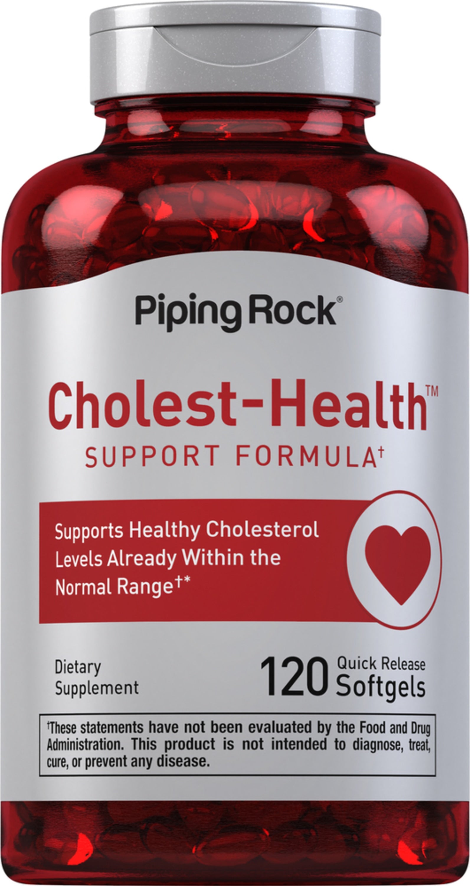Cholest-Health Dietary Supplement with 120 quick-release softgels in a bottle.