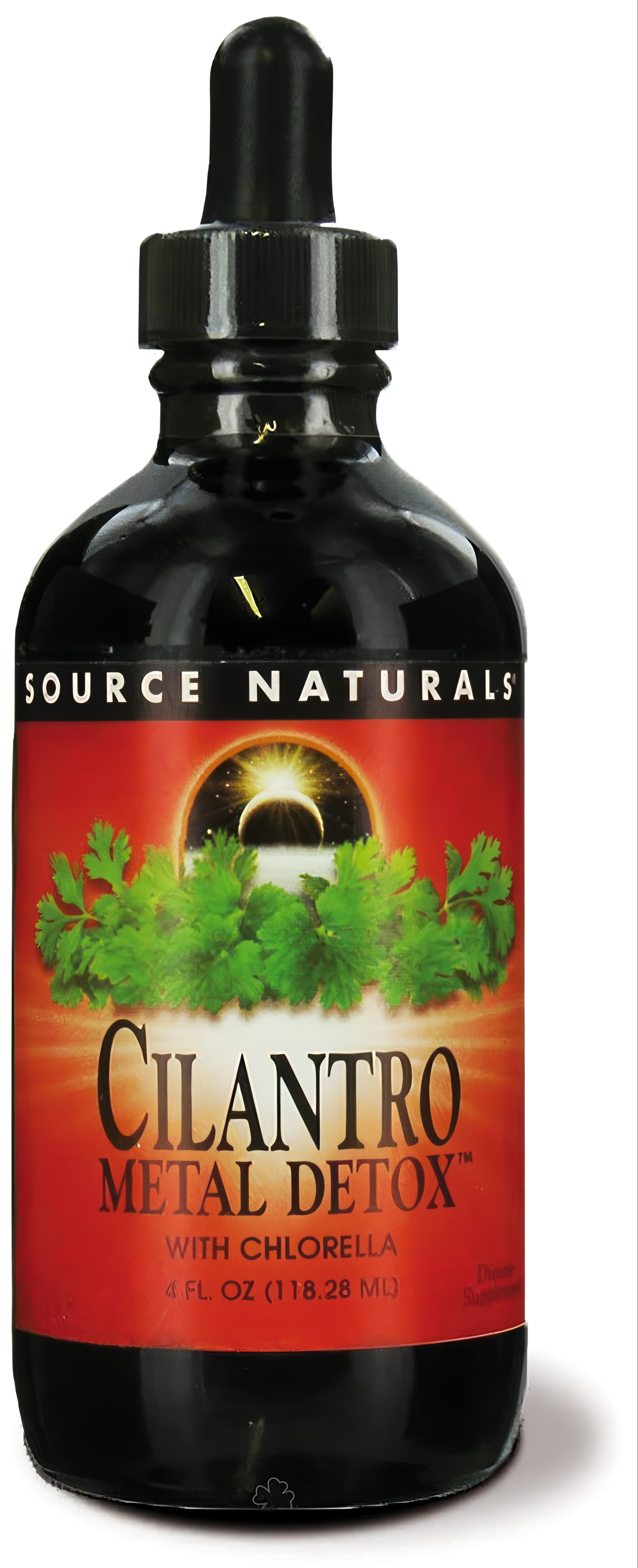 Source Naturals Cilantro Metal Detox with Chlorella, 4 fl. oz (118.28 ml), dietary supplement bottle.