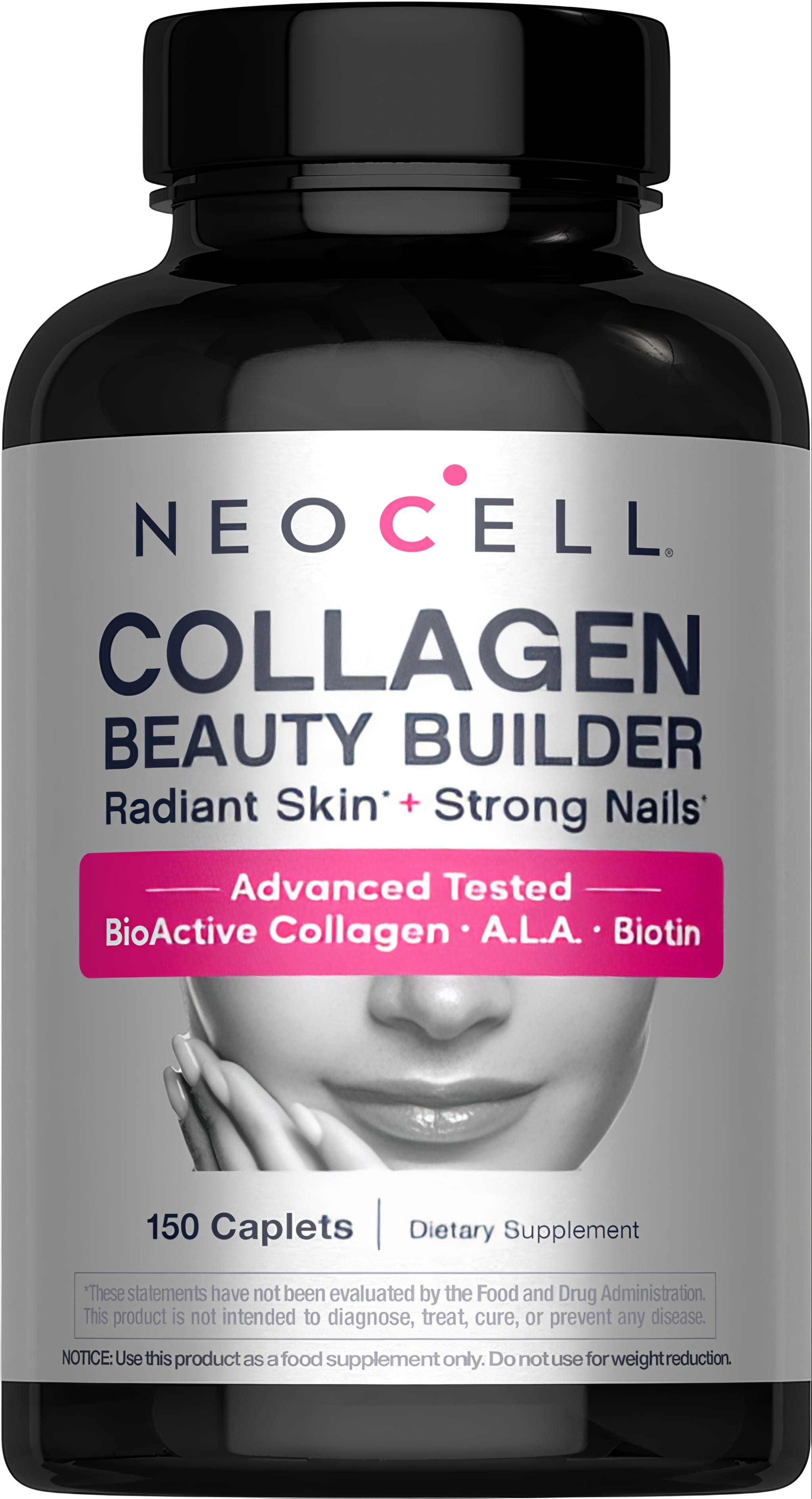 NEOCELL COLLAGEN BEAUTY BUILDER 150 Caplets for radiant skin and strong nails with BioActive Collagen, A.L.A., and Biotin.