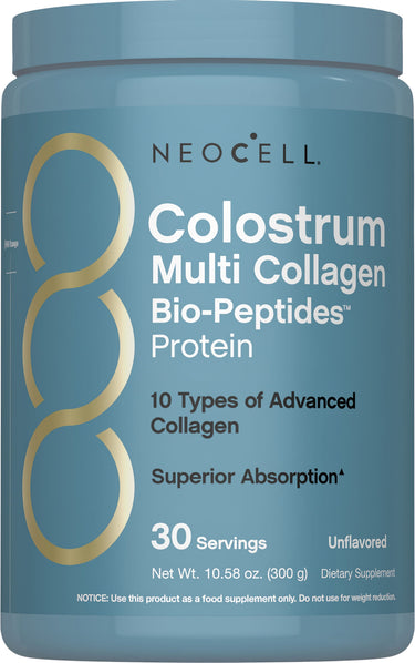 NeoCell Colostrum Multi Collagen Bio-Peptides Protein powder, 30 servings, 10.58 oz. (300 g), Unflavored.