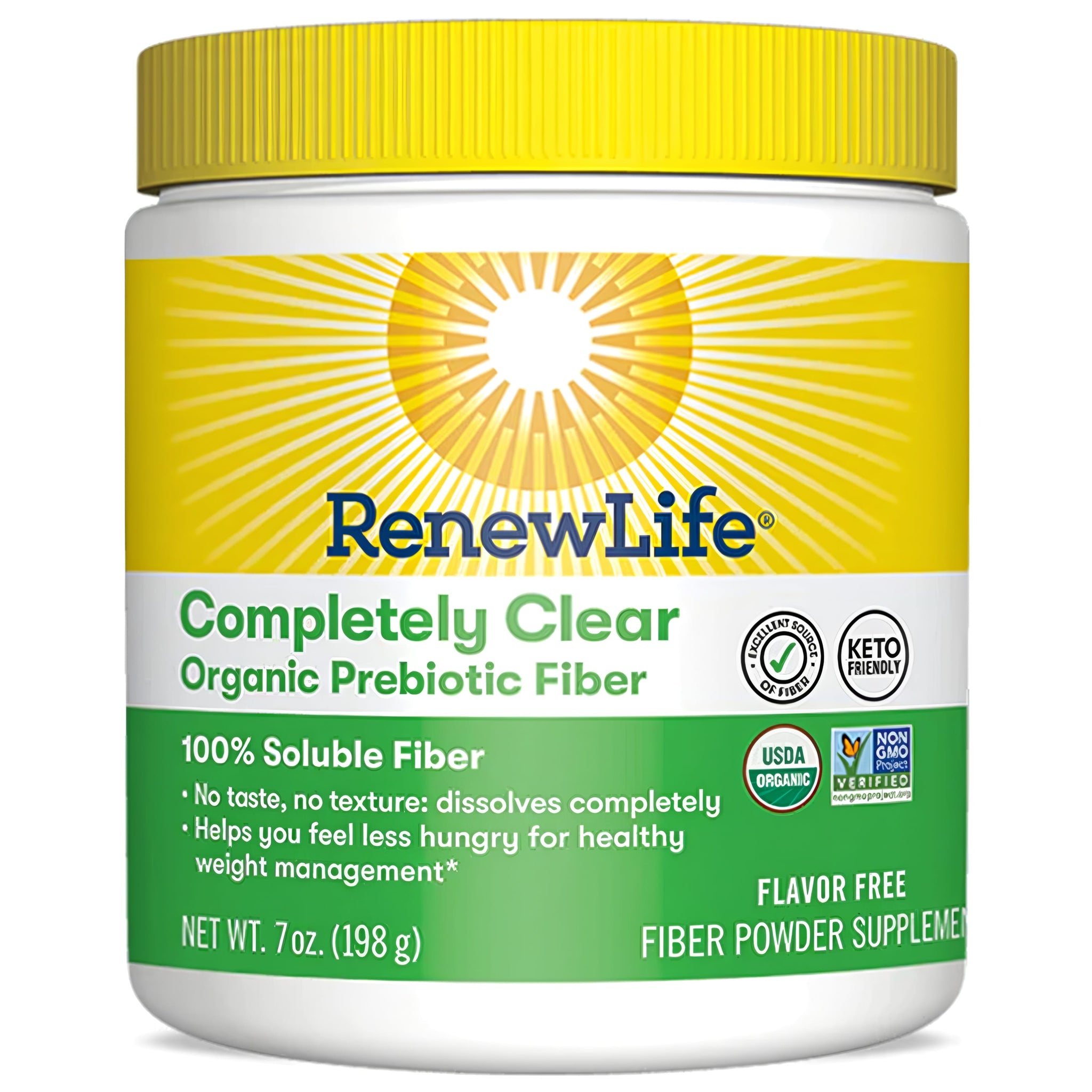RenewLife Completely Clear Organic Prebiotic Fiber, 7 oz (198 g) supplement, flavor-free, supports health.