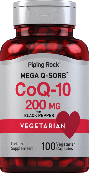 MEGA Q-SORB™ CoQ-10 200 MG with BLACK PEPPER, VEGETARIAN Dietary Supplement, 100 Vegetarian Capsules.