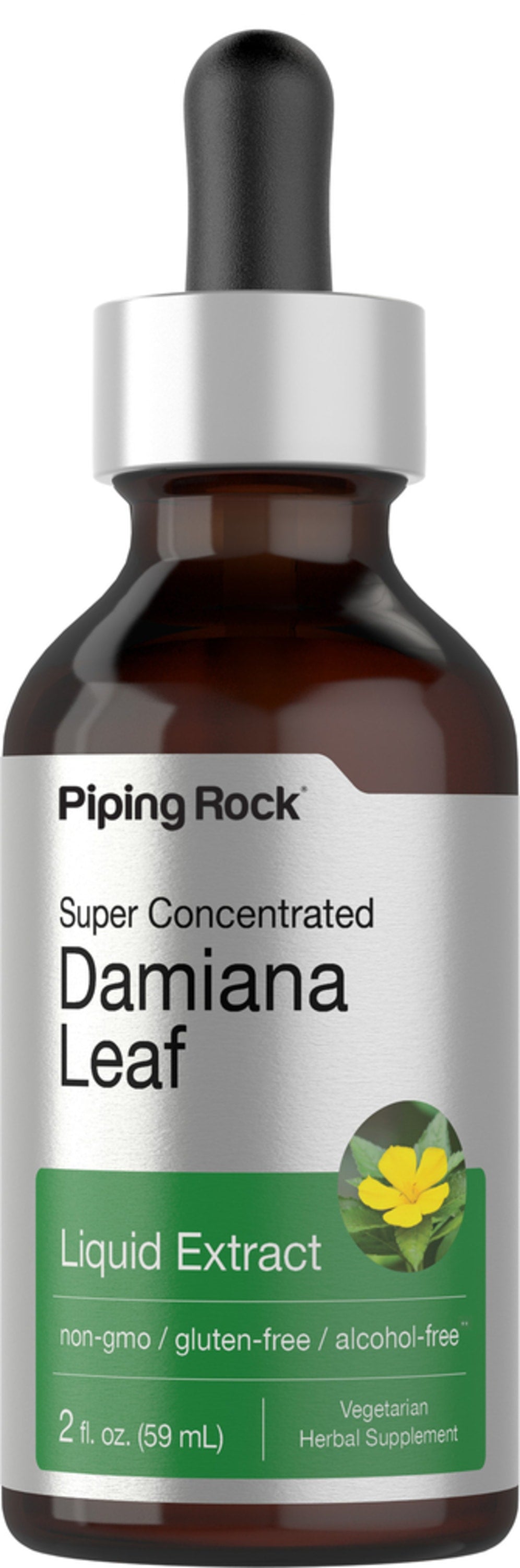 Damiana Leaf Liquid Extract Alcohol Free, 2 fl oz (59 mL) Dropper Bottle