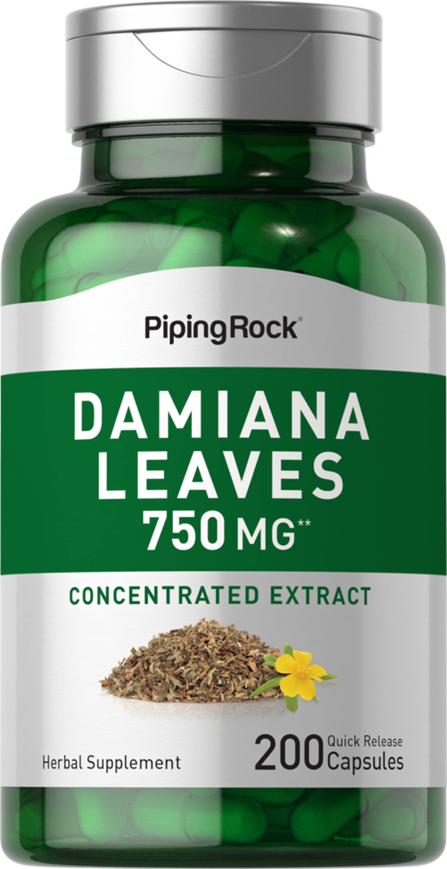 Damiana Leaves, 750 mg, 200 Quick Release Capsules