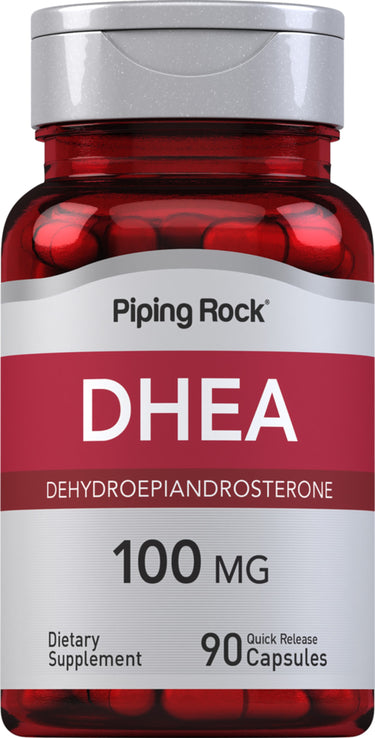 DHEA Dehydroepiandrosterone 100 mg dietary supplement with 90 quick release capsules.