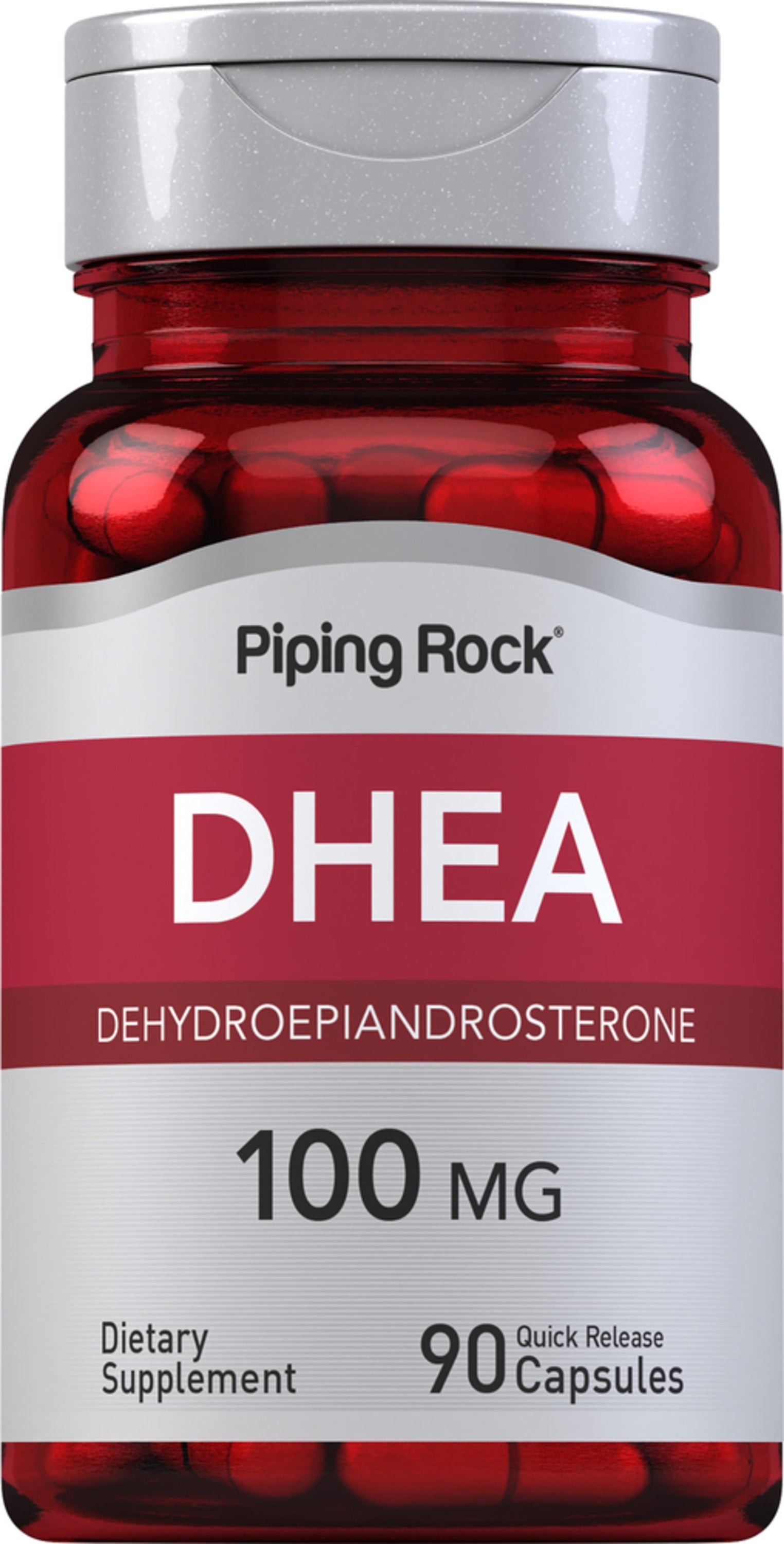 DHEA Dehydroepiandrosterone 100 mg dietary supplement with 90 quick release capsules.