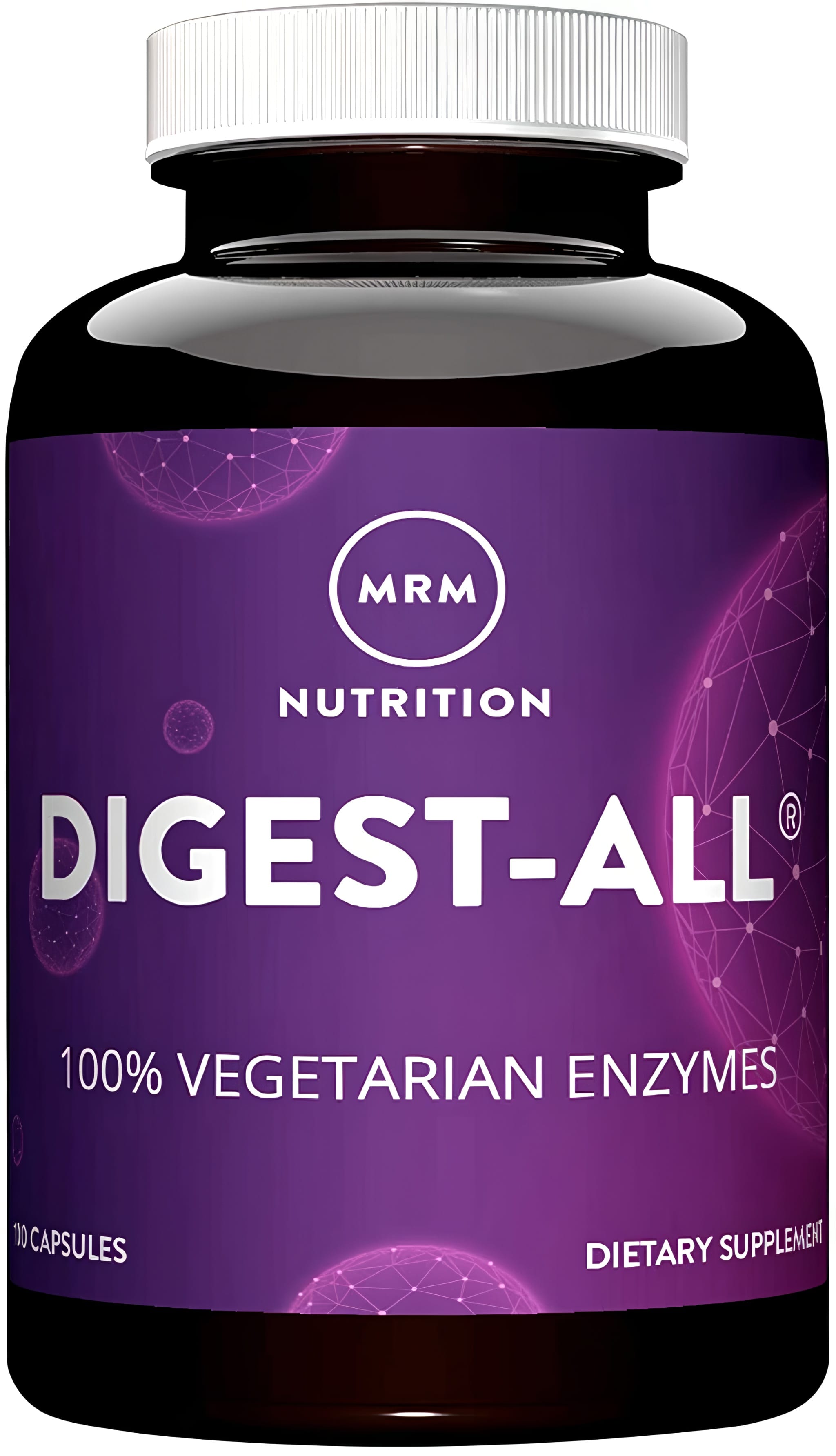 MRM Digest-All 100 Capsules is a 100% vegetarian enzymes dietary supplement.