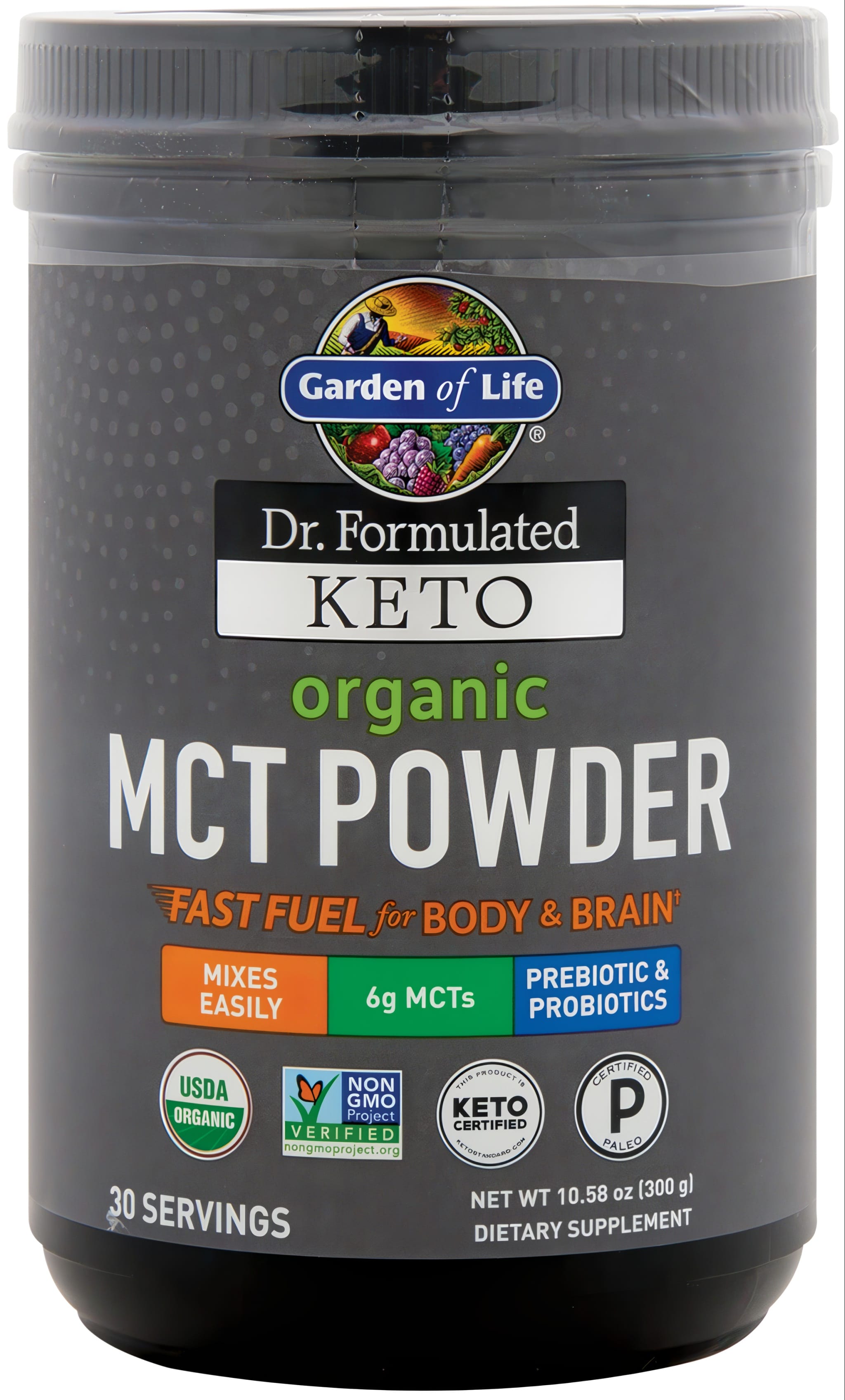 Dr. Formulated Keto MCT Powder (Organic), 10.58 oz (300 g) Bottle