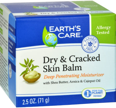 Earth's Care Dry & Cracked Skin Balm, 2.5 oz (71 g) jar for soothing and moisturizing damaged skin.